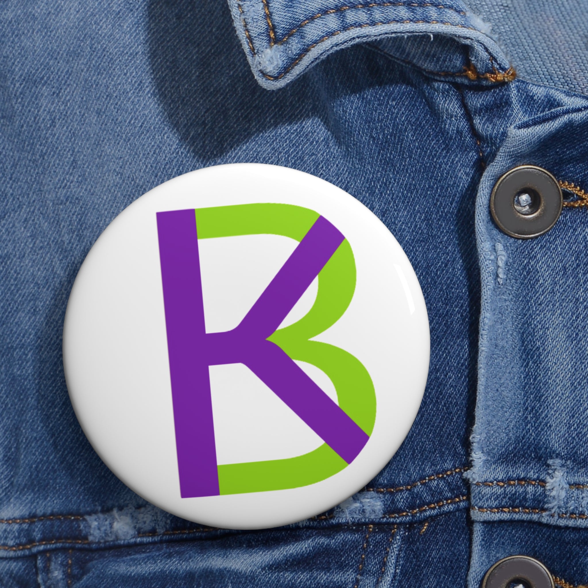 Personalized Custom Pin Buttons - Monogram B Design