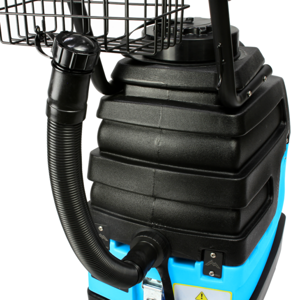Mytee 8070 carpet extractor on transparent background drain hose close up view