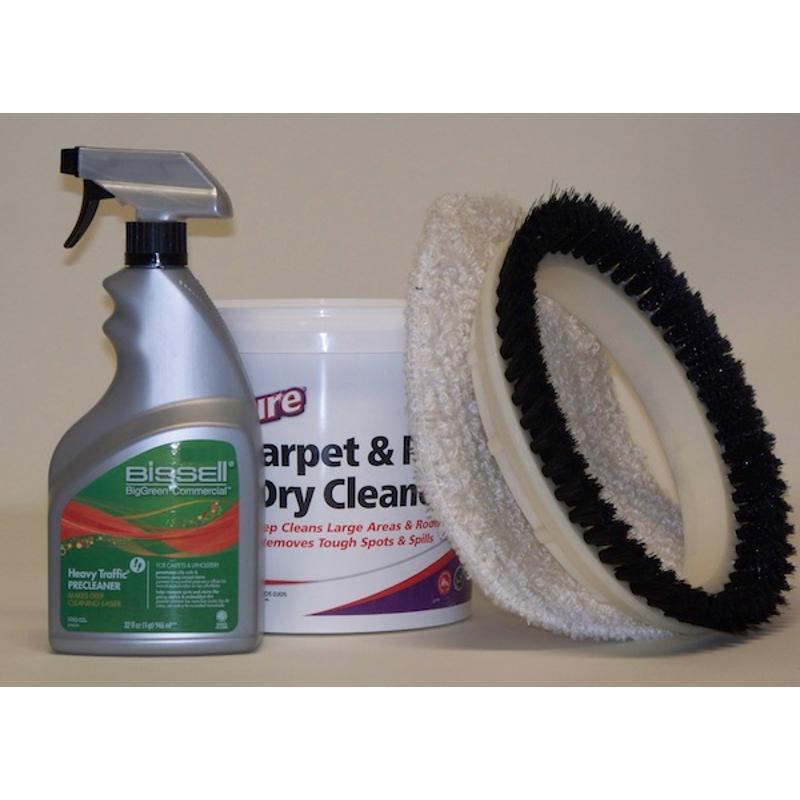 Full package view of Bissell BGEM9000 Floor Machine Carpet Cleaning Package with accessories