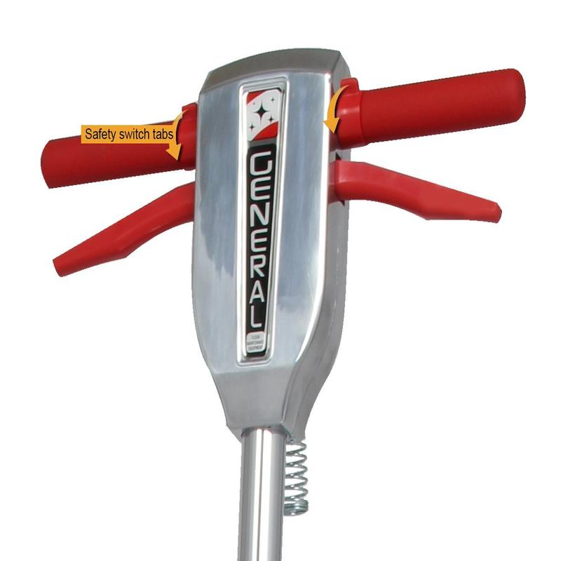 Close-up of the handle on the General Floorcraft 13" Floor Machine Buffer KCD-13