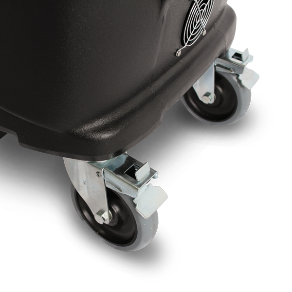 Mytee HP120 on locking caster wheels
