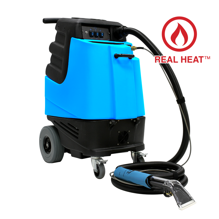 Mytee HP120 front right with tools on transparent background