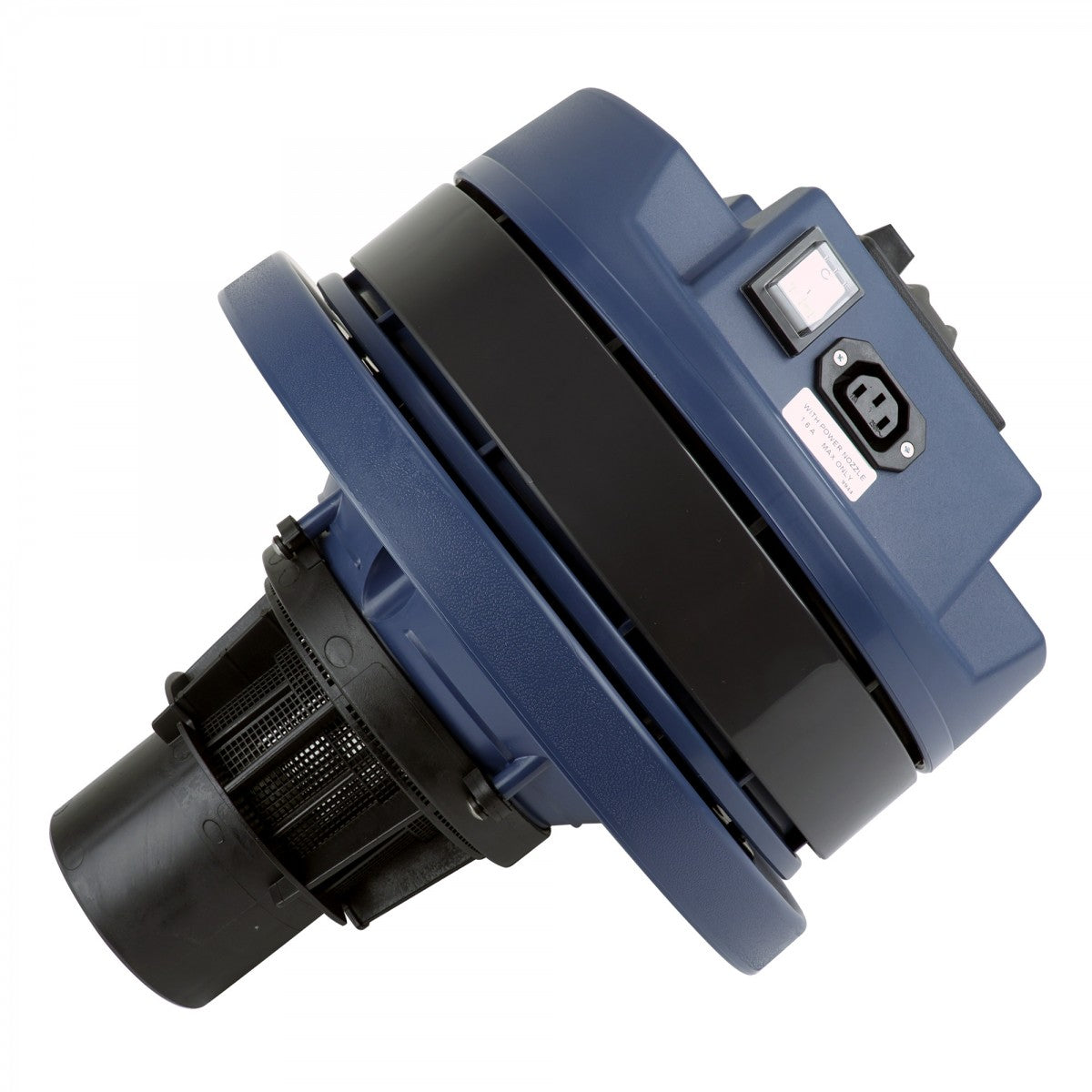 Close-up view of the motor and outlet part of the Johnny Vac Ghibli Heavy Duty Wet & Dry Vacuum JV403HD, on a white background