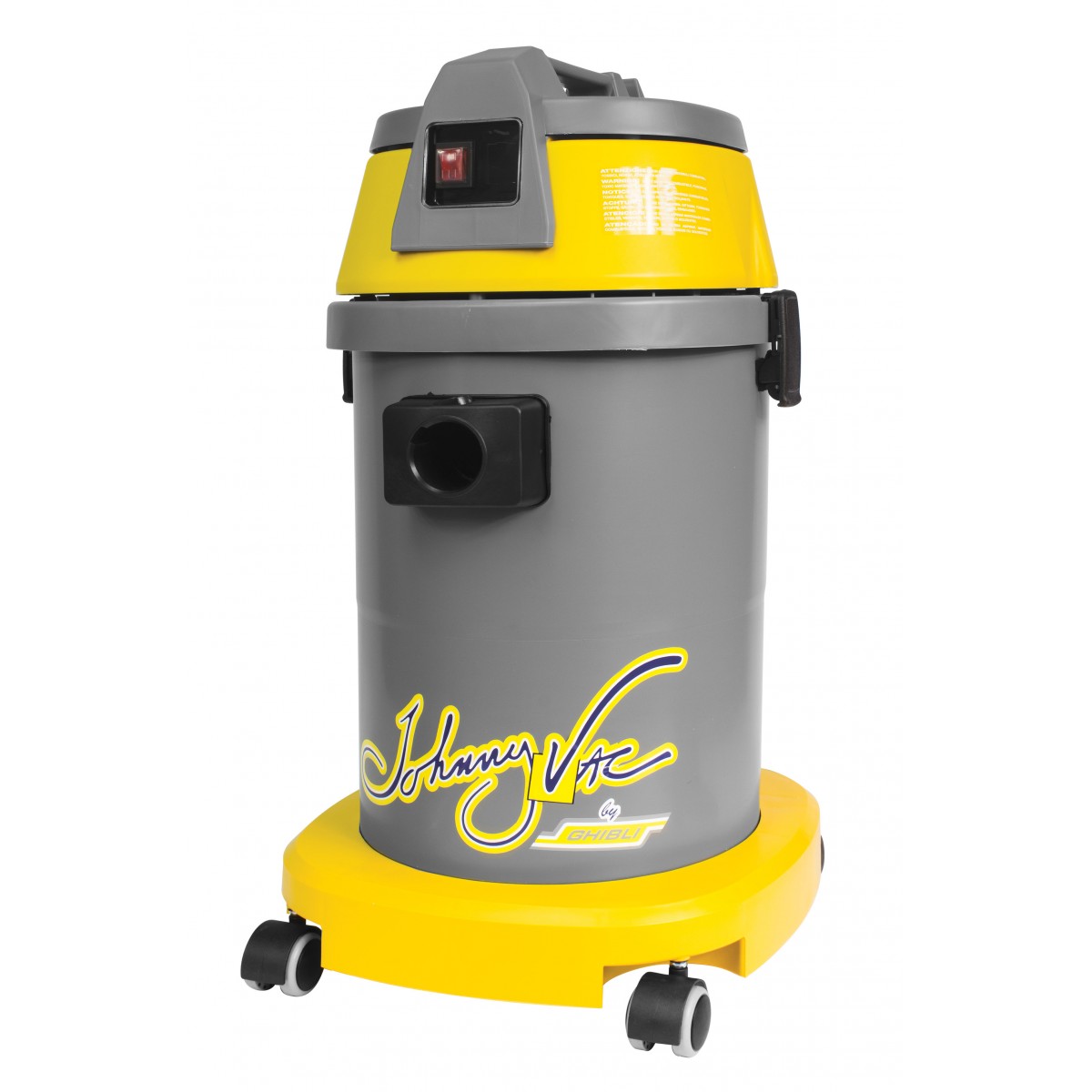Front view of Johnny Vac Ghibli Wet & Dry Vacuum JV27 8 Gal with brushes and accessories on white background