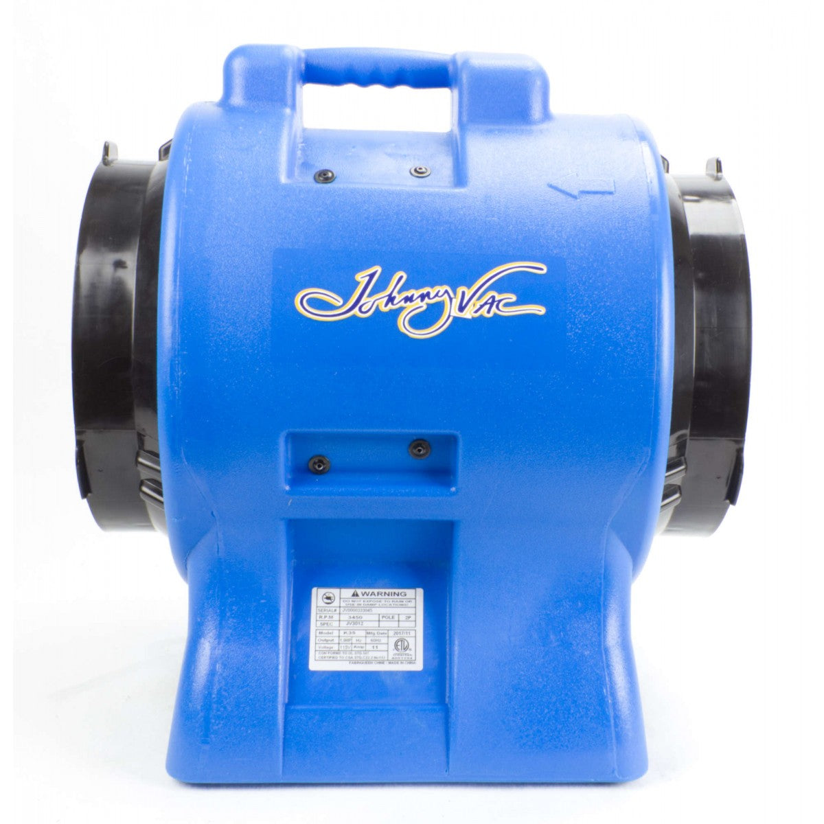Left-facing view of Johnny Vac Industrial Blower JV3012 (alternate angle)
