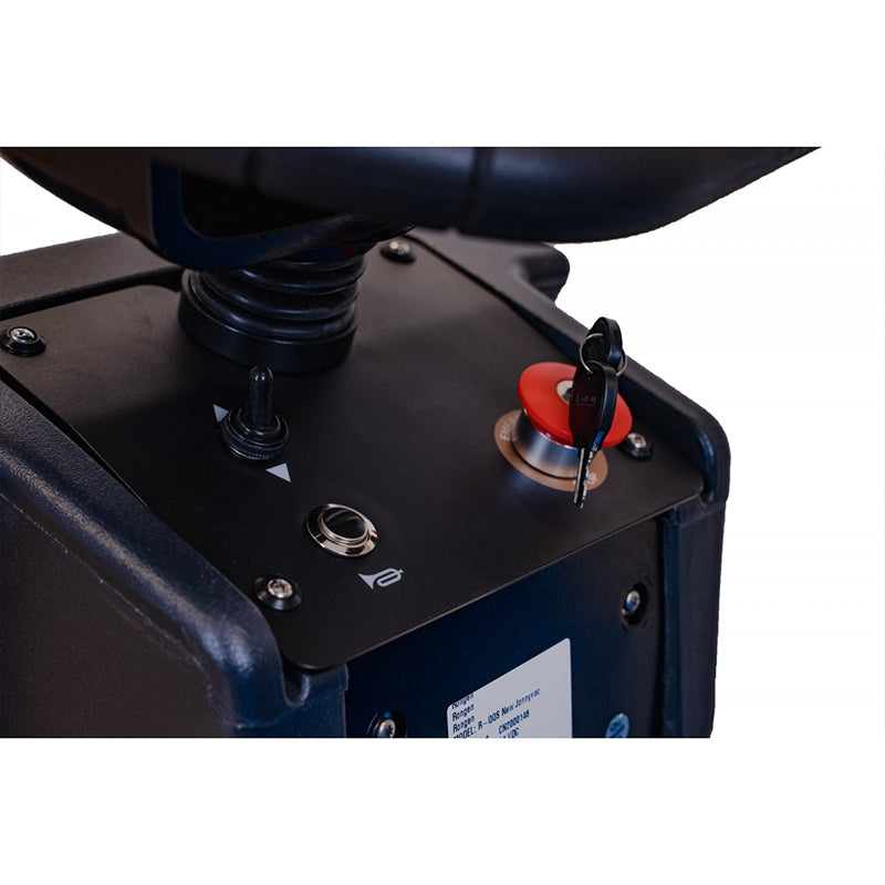 Close-up view of the control panel on the Johnny Vac Industrial Ride-On Sweeper Machine JVC40SWEEPN