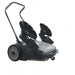 Full body view of Johnny Vac Manual Floor Sweeper JV320 with handle upward on white background