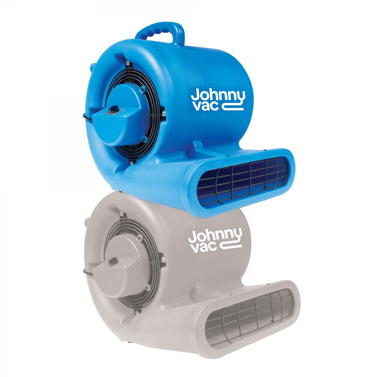  Two views of Johnny Vac Portable Blower / Fan JV3004 stacked on top of each other on white background.