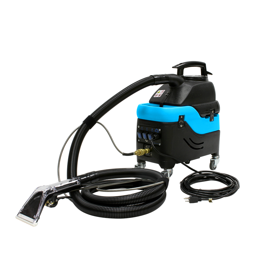 Mytee S-300H front left with tools on transparent background