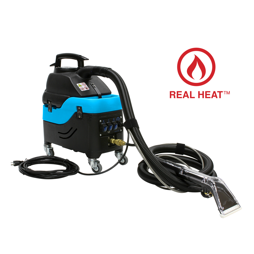 Mytee S-300H front right with tools on transparent background