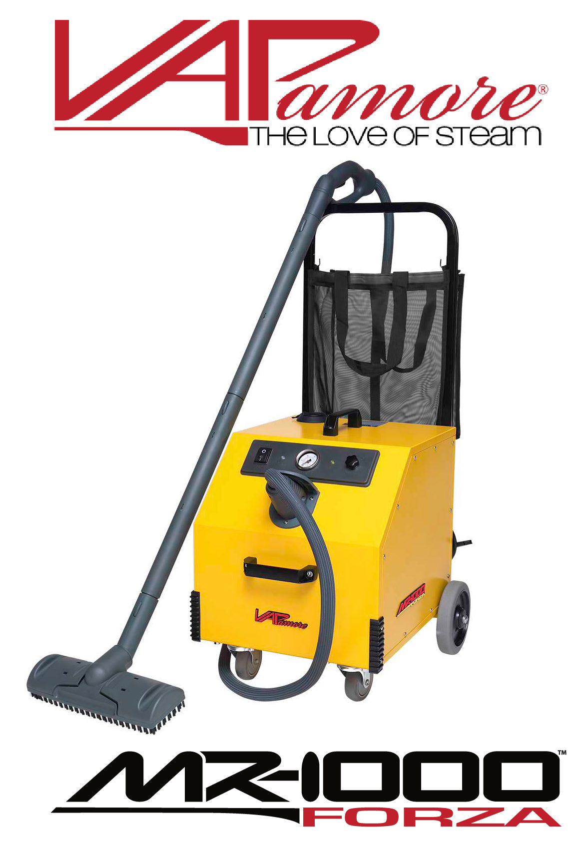 Alternate full body view of Vapamore MR-1000 Forza Commercial Steamer.